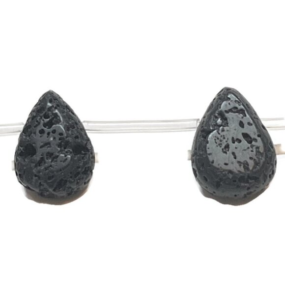 As Low as $2 Flat Top Drilled Lava Drop Oiled Beads 14mm x 10mm (8) - Picture 3 of 4